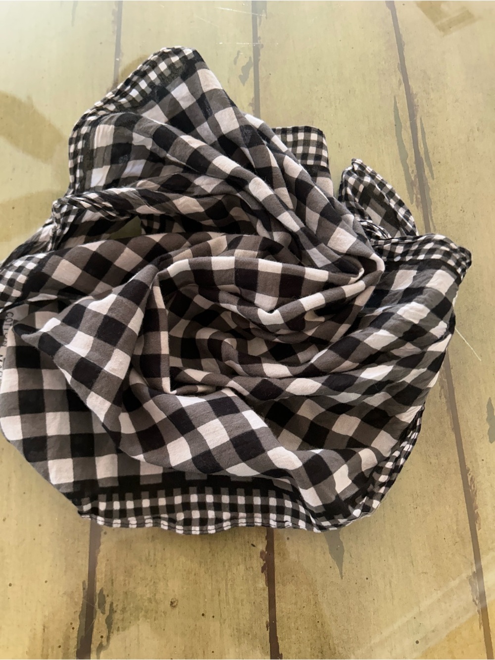 Black and White Gingham Scarf Wrap bandanna 19“ x 19“